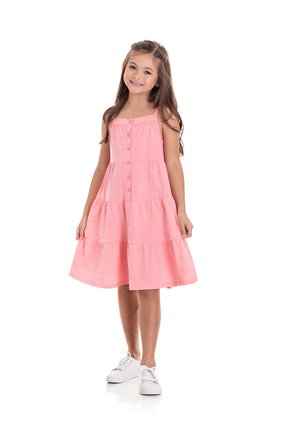 Vestido Bebê Menina Babados Flores Rosa TMX Kids