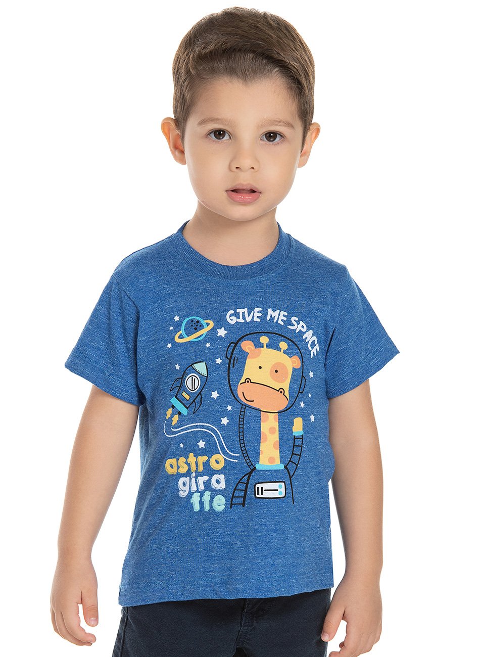 Kit Camiseta Infantil Rei Rex Básica Menino - 2 Peças - Azul+