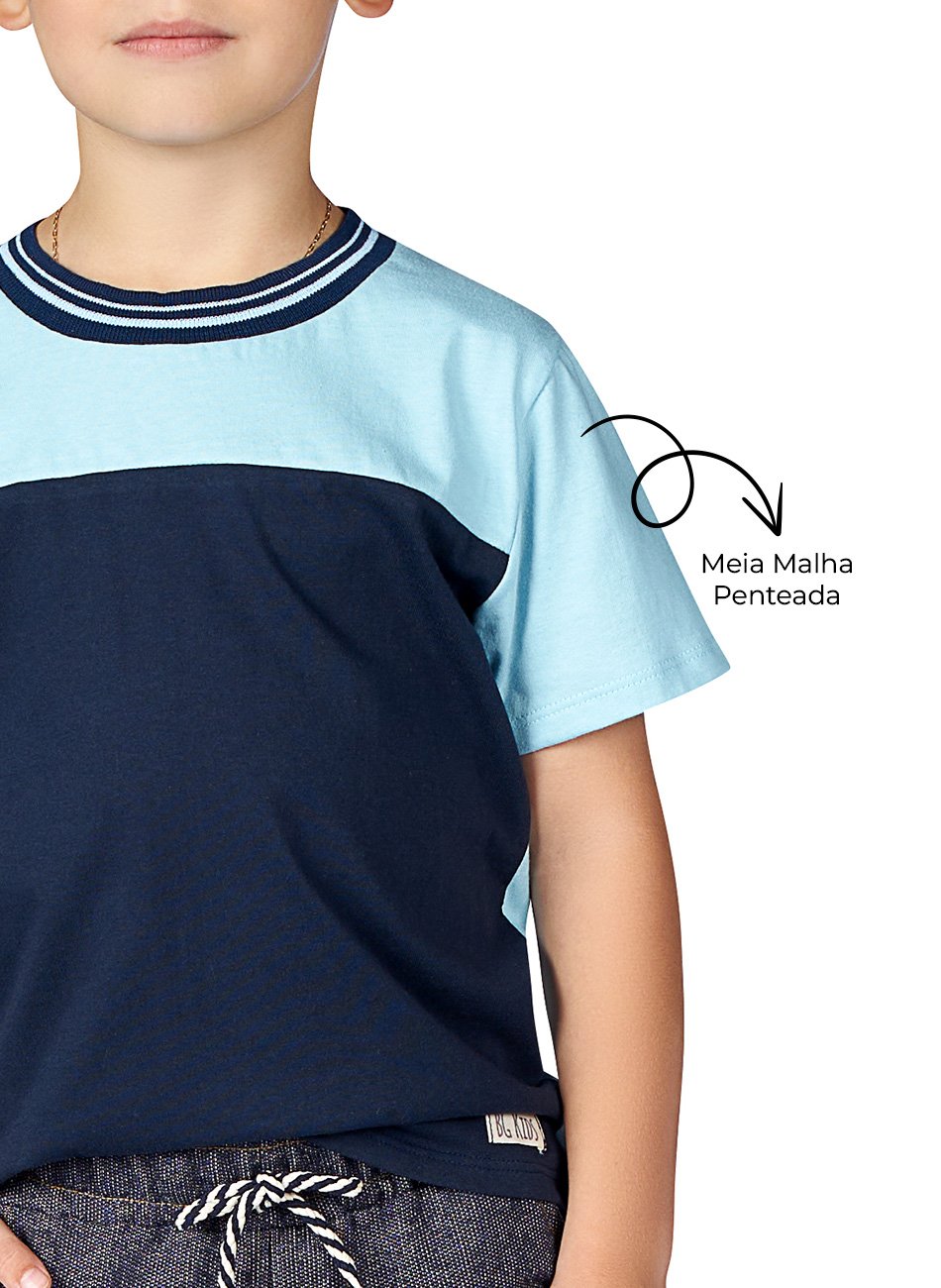 Camiseta Infantil Meia Malha - By Gus Azul Claro