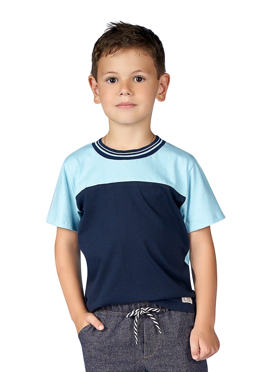 Kit Camiseta Infantil Rei Rex Básica Menino - 2 Peças - Azul+