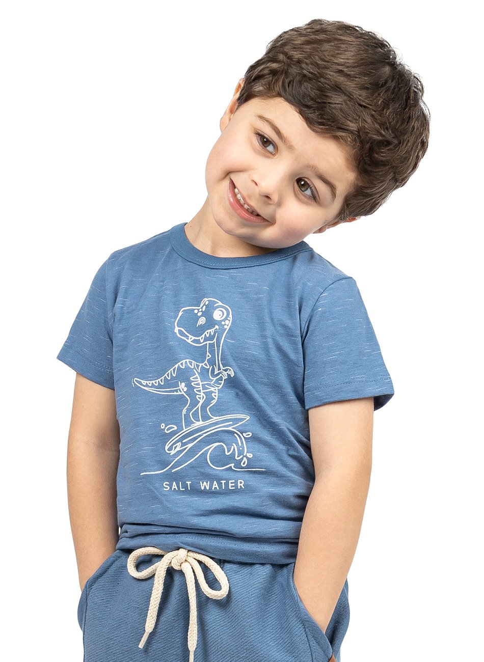 Kit Camiseta Infantil Rei Rex Básica Menino - 2 Peças - Marinho+
