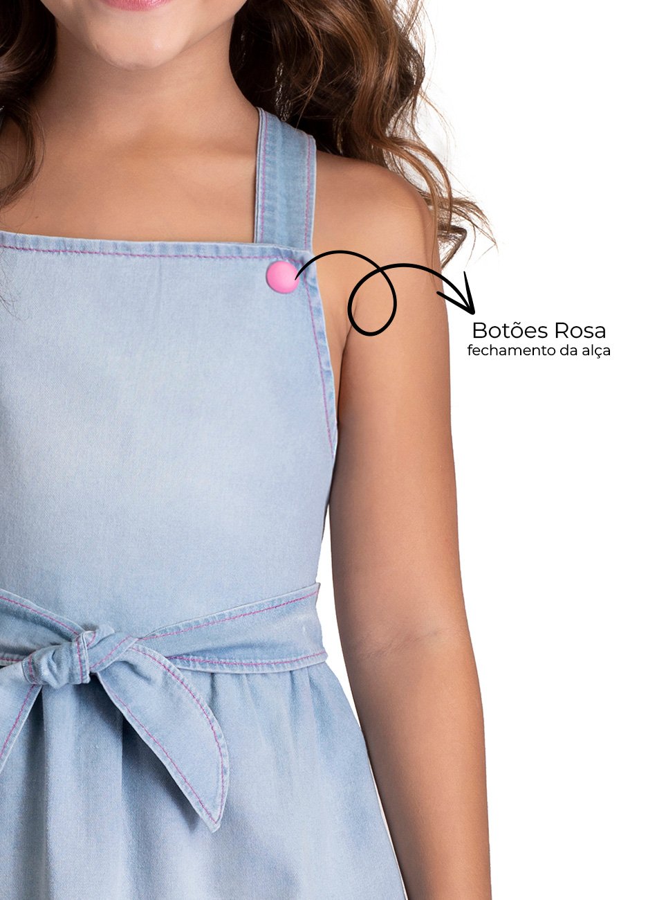 Vestido Bebê Menina Babados Flores Rosa TMX Kids