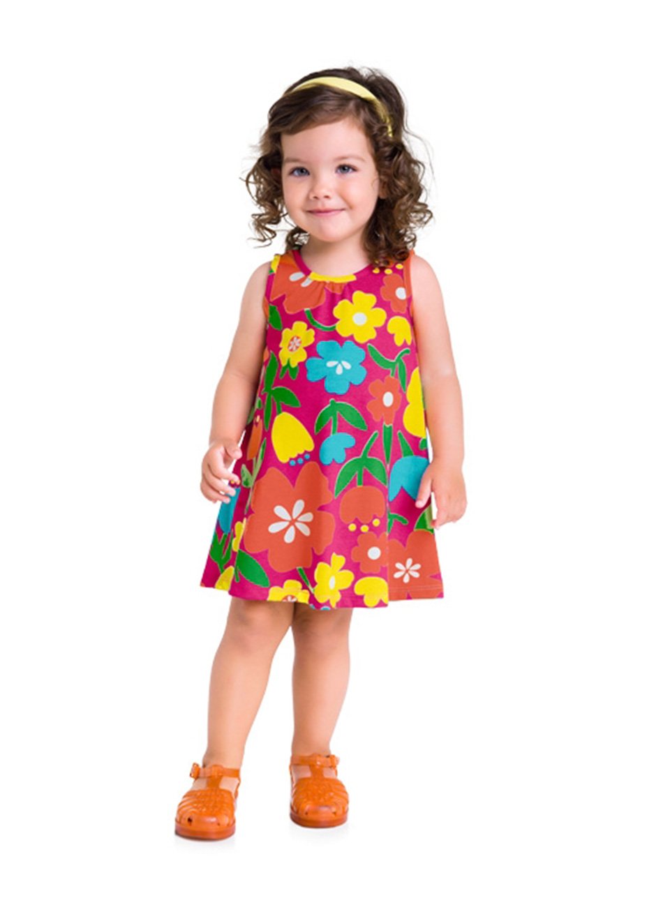 Vestido Bebê Menina Babados Flores Rosa TMX Kids