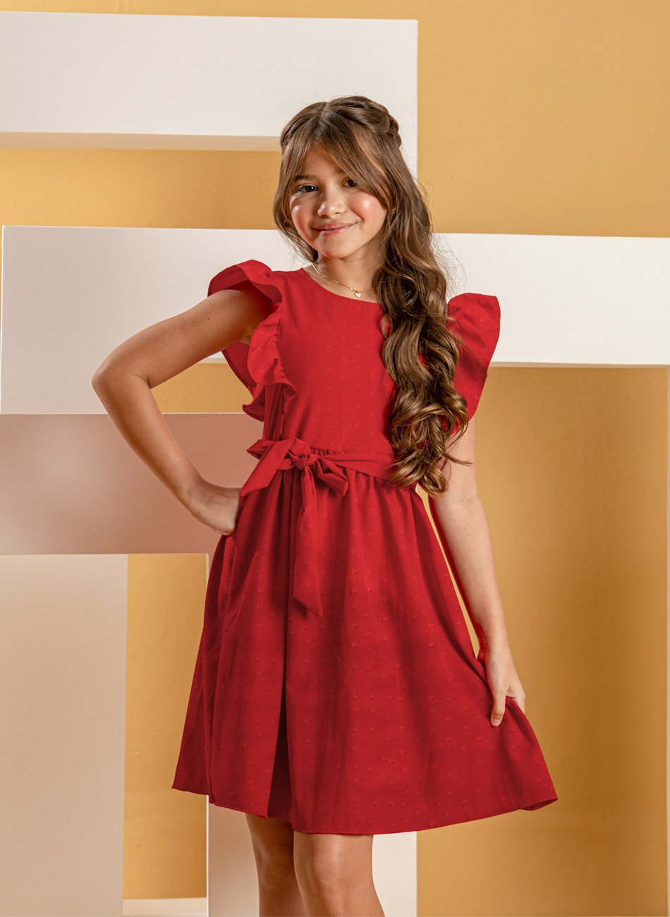 Vestido vermelho infantil sales para o natal