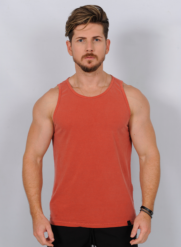 camiseta regata masculina tradicional praia treino academia bluhen laranja 1