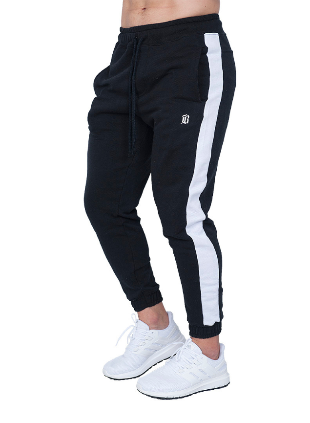 calca moletom jogger masculina preta faixa branca inverno outono frio masculino algodao passeio esporte esportiva treino academia casual