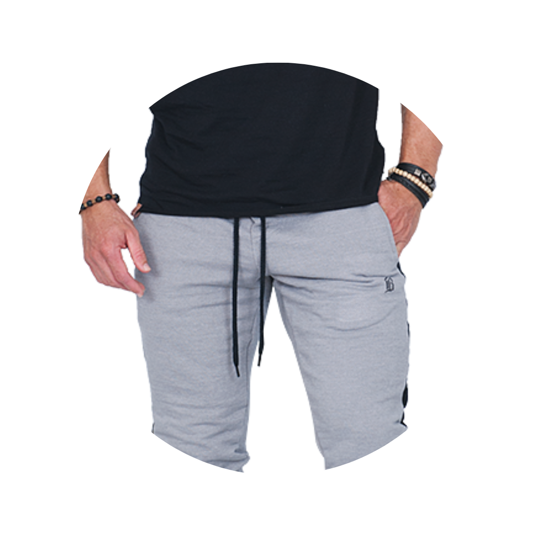 calca moletom masculina bluhen jogger faixa cinza preto algodao basica casual 1
