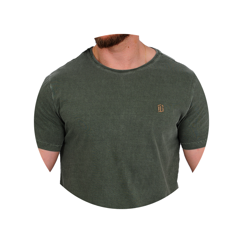 camiseta estonada verde militar bluhen masculina masculino
