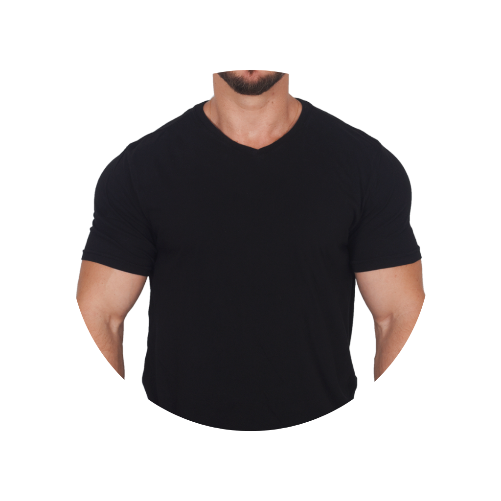 camiseta masculina bluhen gola v preta preto escura escuro tradicional academia treino bluhen 2