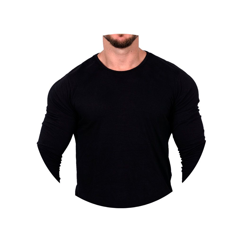 camiseta manga longa longline preta bluhen algodao casual basica liso lisa gola redonda inverno outono 11 2