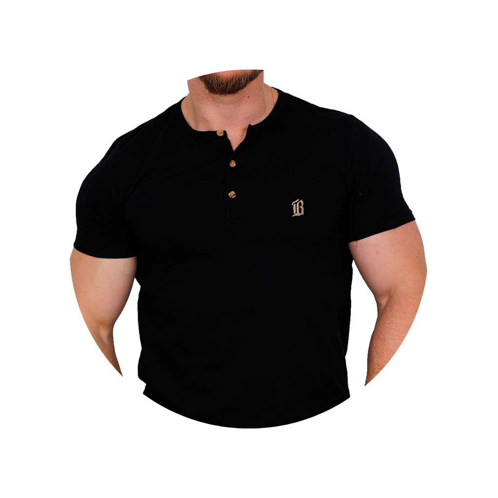 camiseta camiseta henley gola portuguesa bluhen preto preta masculino masculina