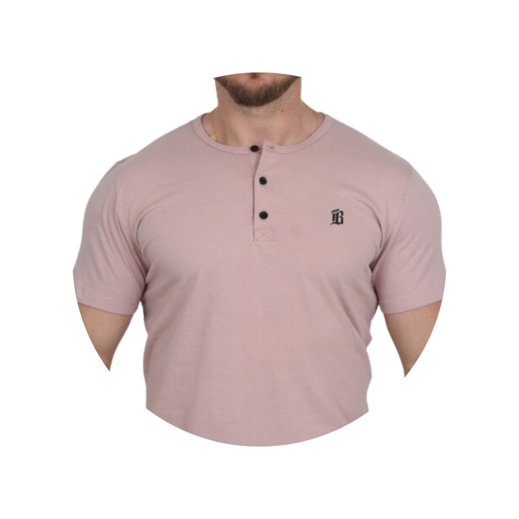 camiseta henley gola portuguesa rosa social masculina bluhen 1 7