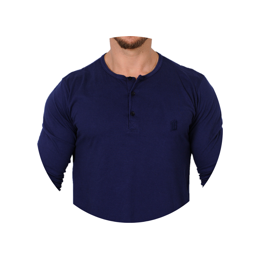 camiseta henley masculina bluhen manga longa de botao botoes algodao marinho espanha social trabalho camiseta 4 2