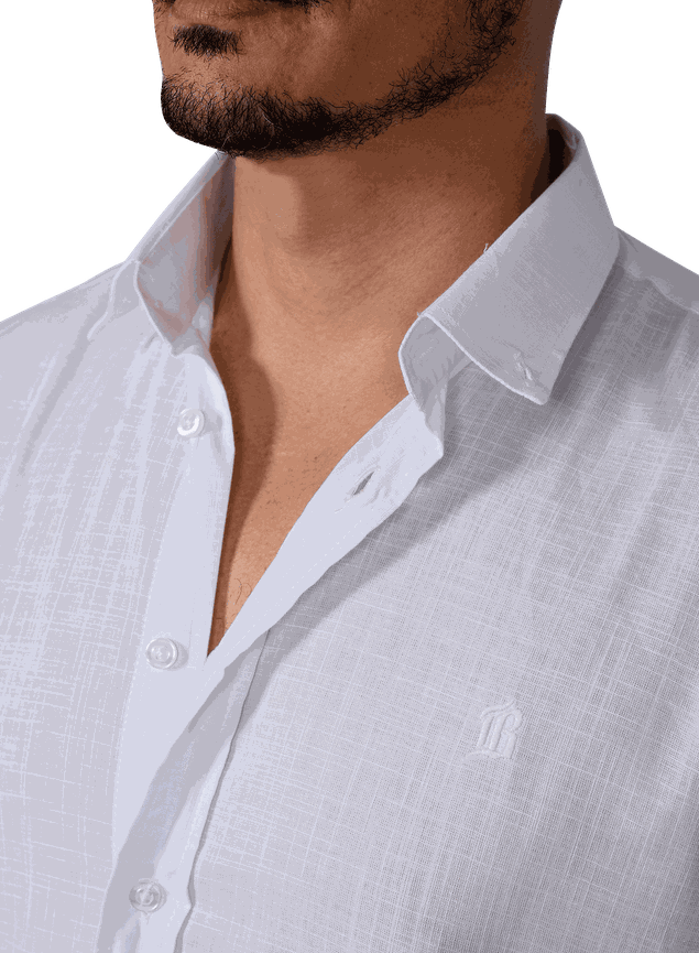 camisa alfaiataria social gola bluhen masculina verao branco claro 2 1
