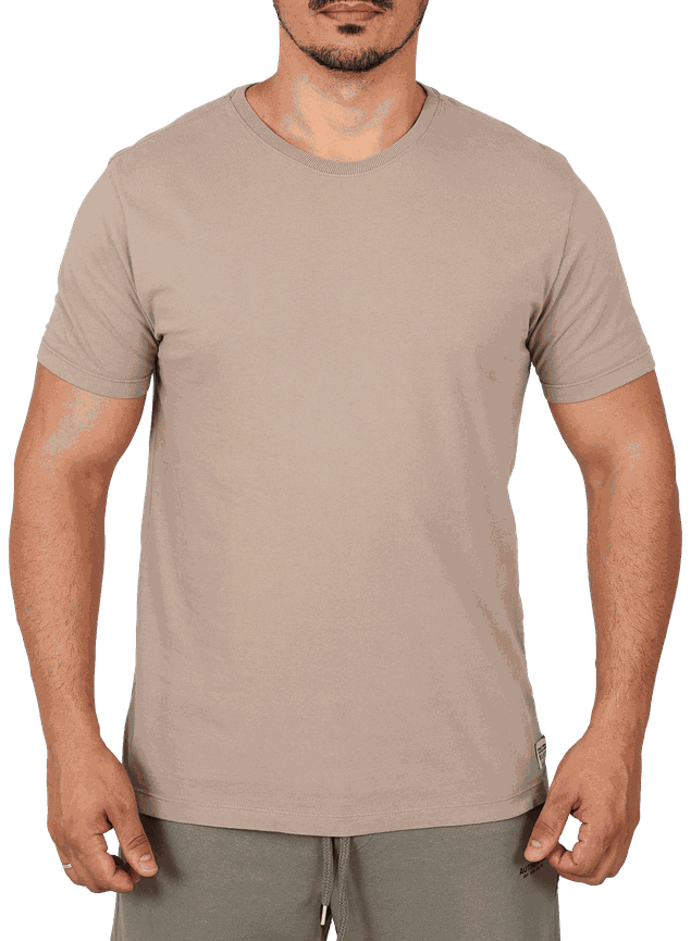 camiseta masculina tradicional caqui basico verao bluhen 1