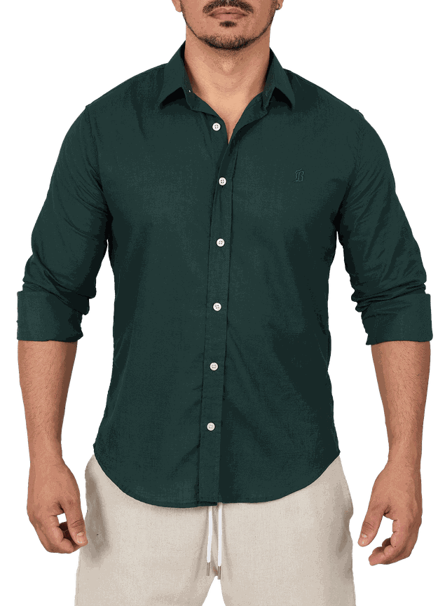 camisa casual masculina verde floresta verao bluhen 1