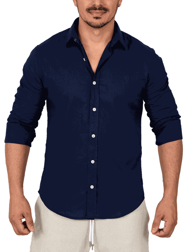 camisa casual masculina marinho verao bluhen 1