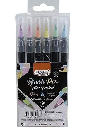 Marcador brush pen - blister c/6 cores - bp0004