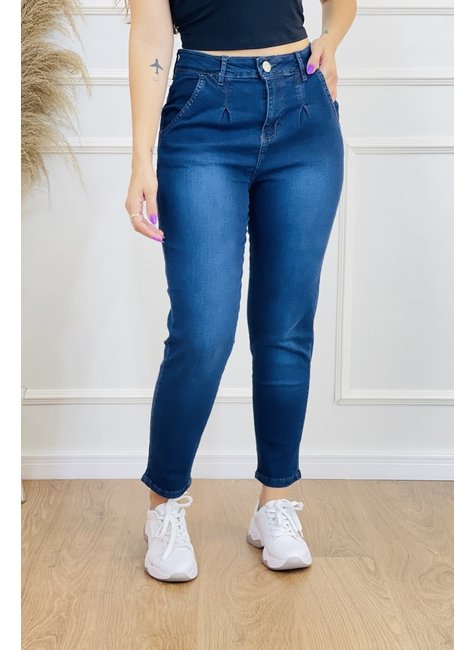 Calça jeans 36 feminina cintura alta com lyacra em Promoção na