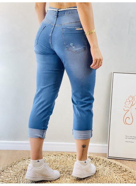 Max Premium Jeans  Calça Mom Destoyed Feminina Preta sem Lycra