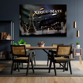 Kit Com 5 Quadros Decorativos - Xadrez - Xeque-mate - Tabuleiro