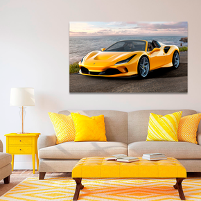 Quadro Porsche 911 Amarelo Lado -- Br Artes