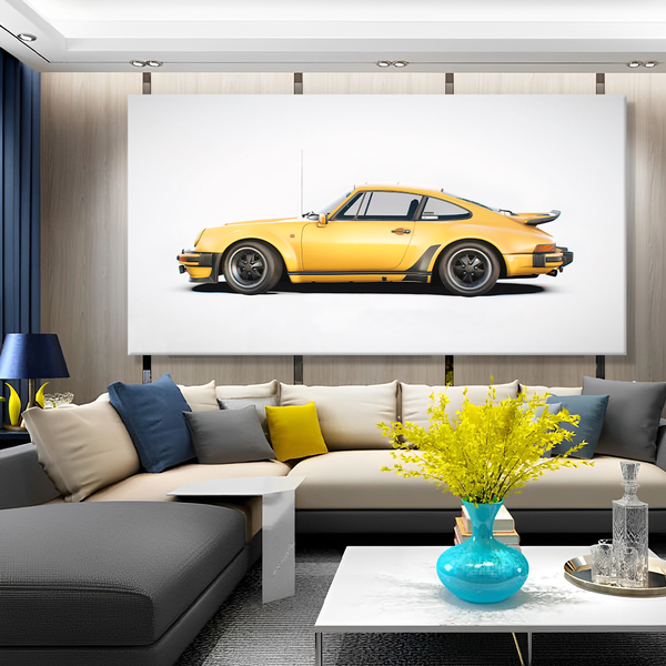 Quadro Porsche 911 Amarelo Lado -- Br Artes