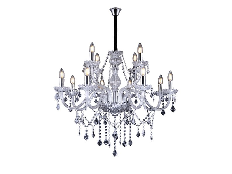 Lustre Glam Maria Tereza Transparente 12 Braços E14 Taschibra