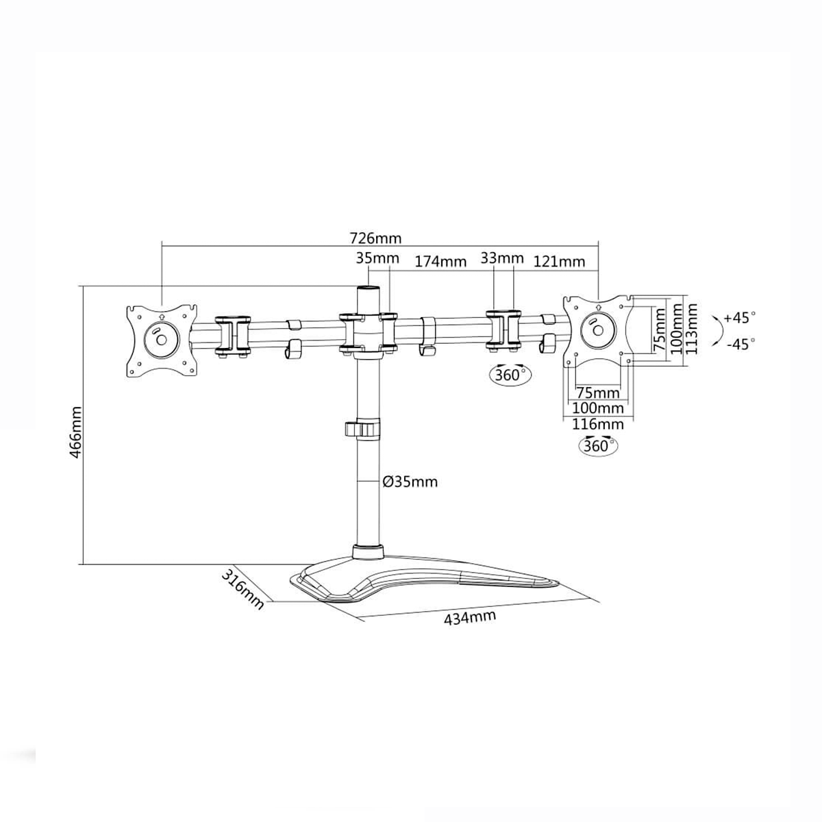 Suporte De Mesa Articulado Para 2 Monitores De 13” A 27” Brasforma 5437