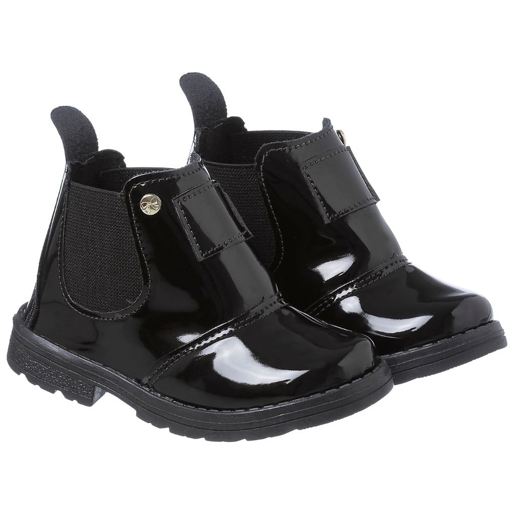 Bota preta hot sale verniz infantil