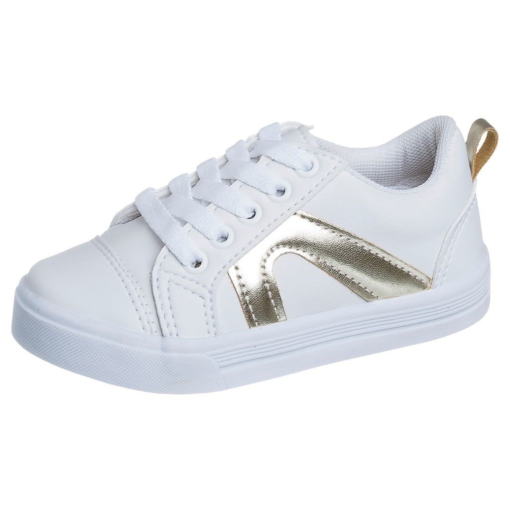 Tenis infantil feminino hot sale branco com dourado