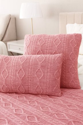 capa para almofada em trico geometrica rosa