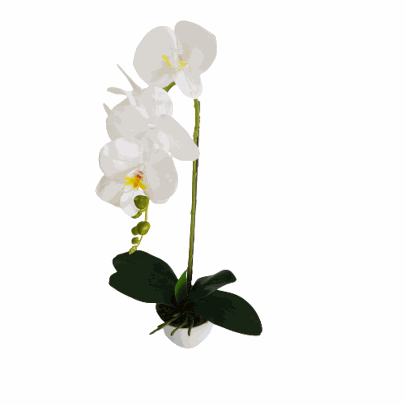 Orquídea Silicone toque real Um Galho + Vaso