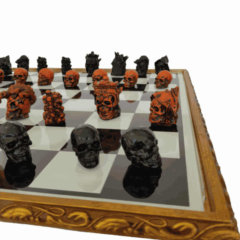 Jogo de Xadrez em Resina | Marrom
