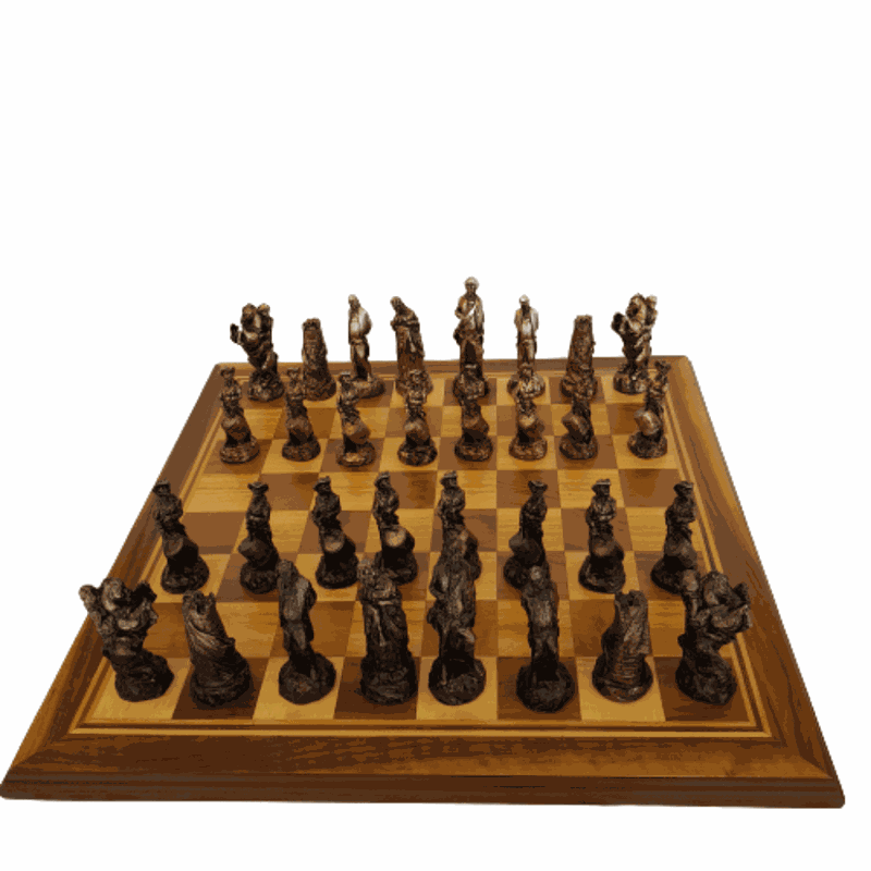 Antigo tabuleiro de Xadrez confeccionado em madeira apr