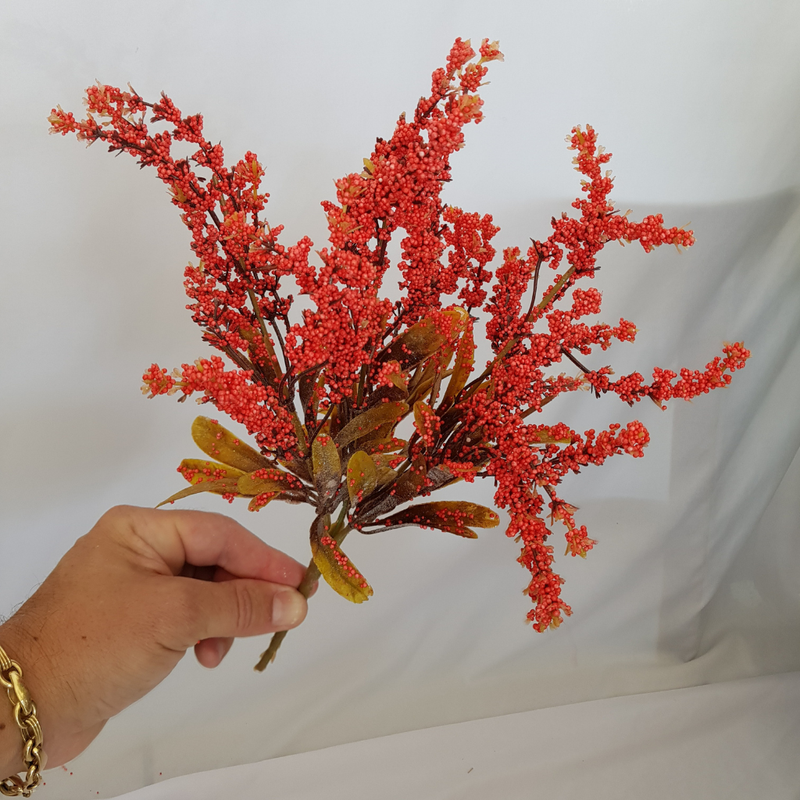 Ramo de coral vermelho natural em arame