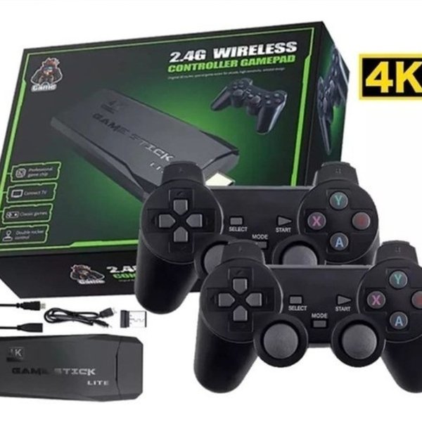 Game Stick Lite 4K + 2 Controles Sem fio e 15 Mil Jogos Retro