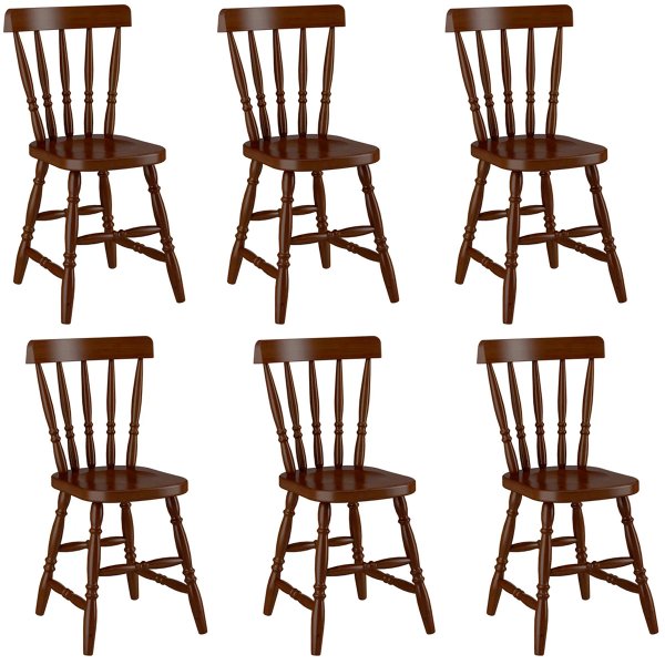05 kit 6 cadeiras torneadas de madeira