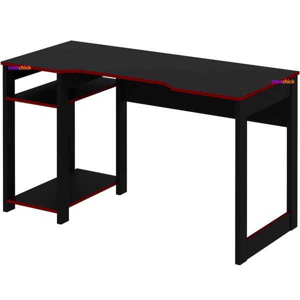mesa gamer preta vermelho 136cm 1