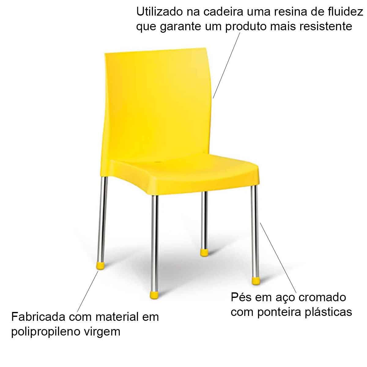 kit 4 cadeiras de polipropileno coraline amarelo 3
