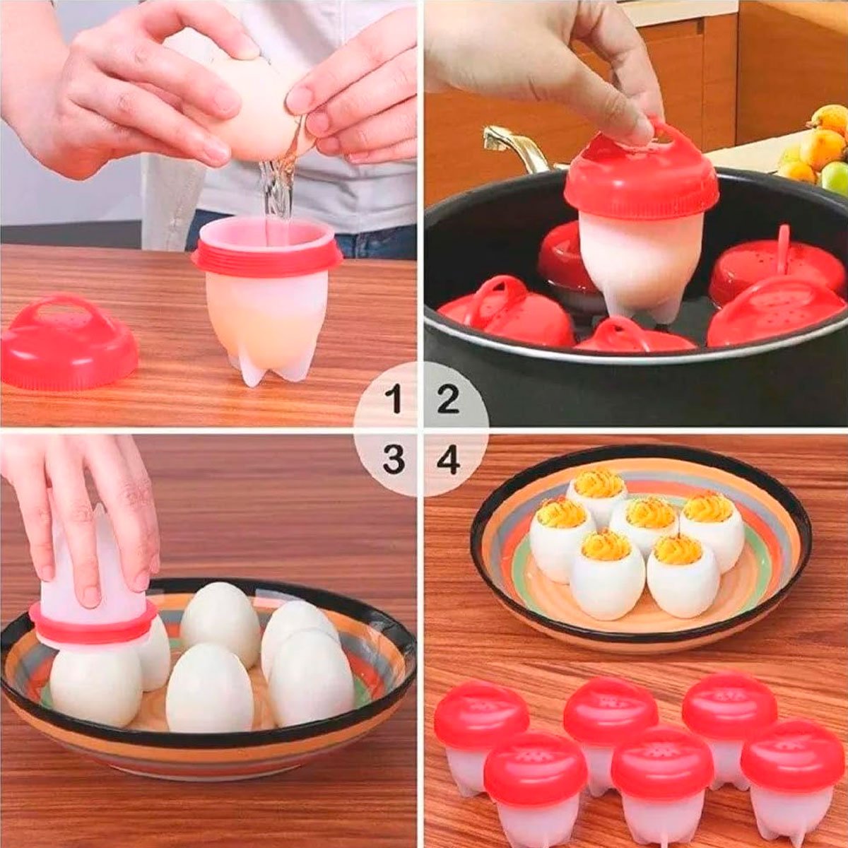 06 kit 6 formas copo silicone para ovos cozinha fogao