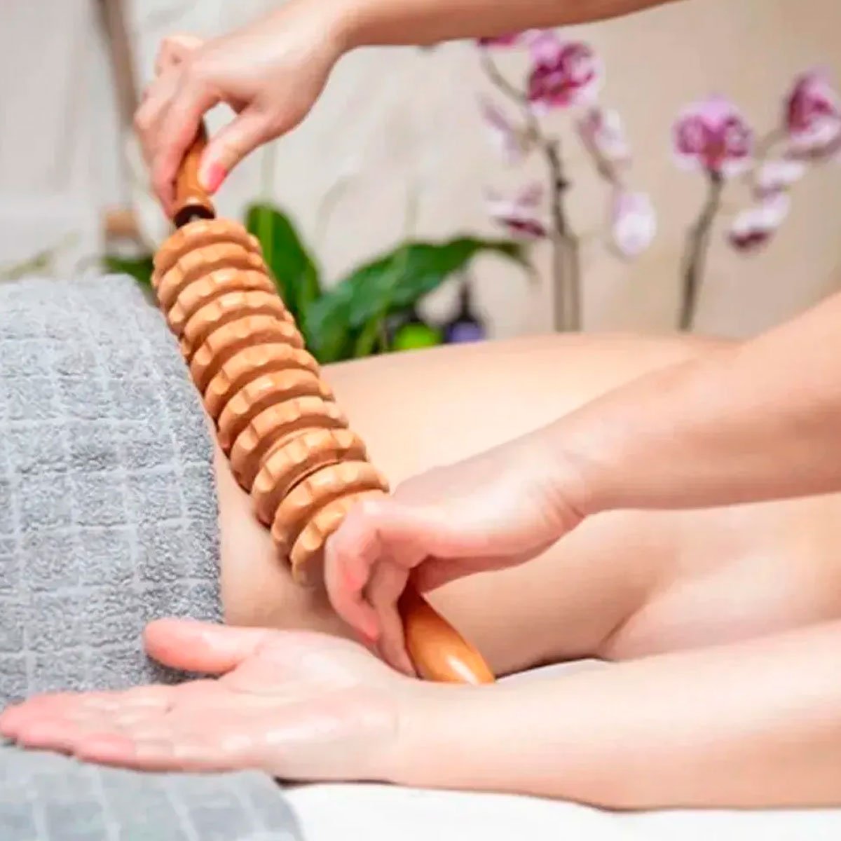 05 kit 2 pecas massagem massageador madeira terapia