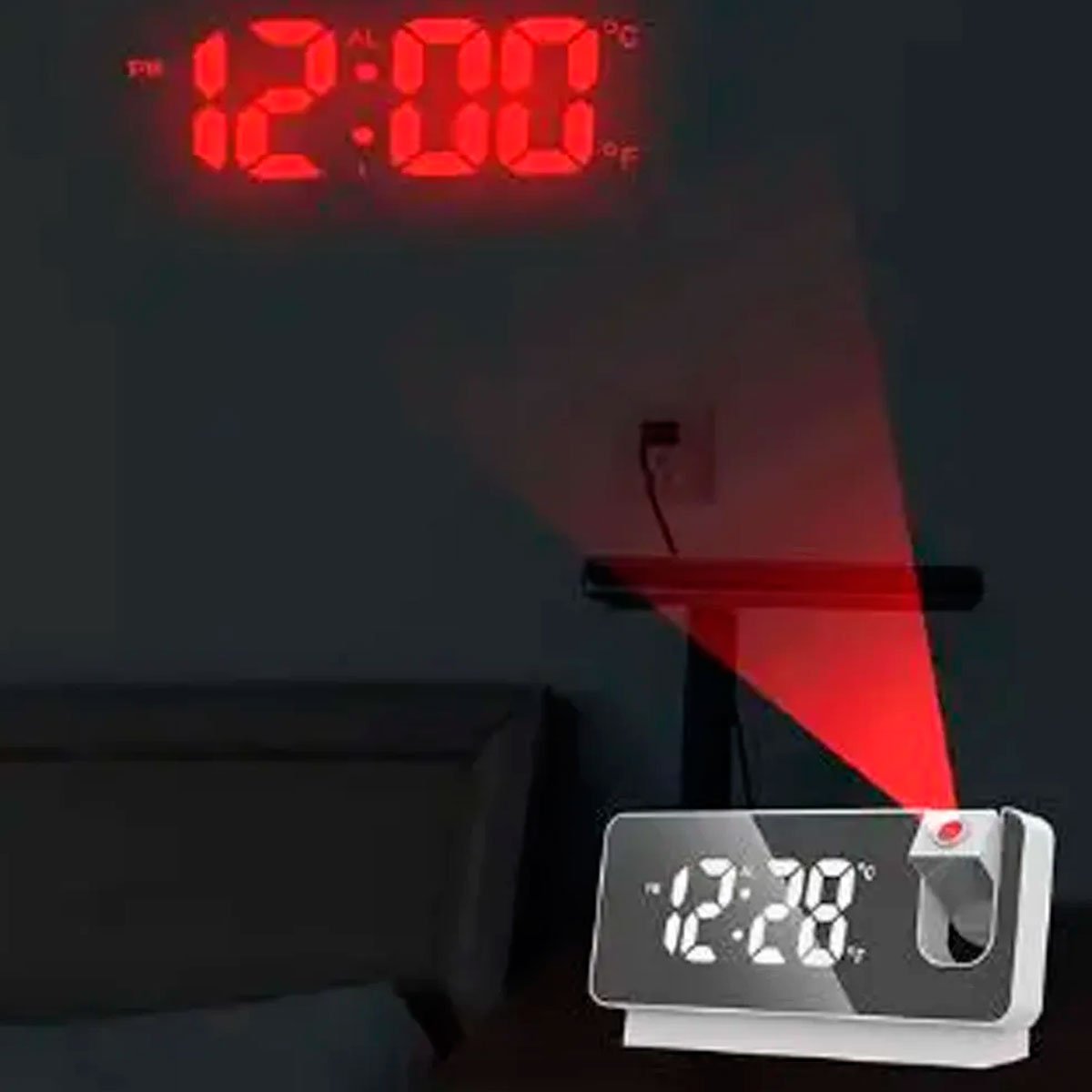 07 relogio multifuncional projetor de horas despertador alarme