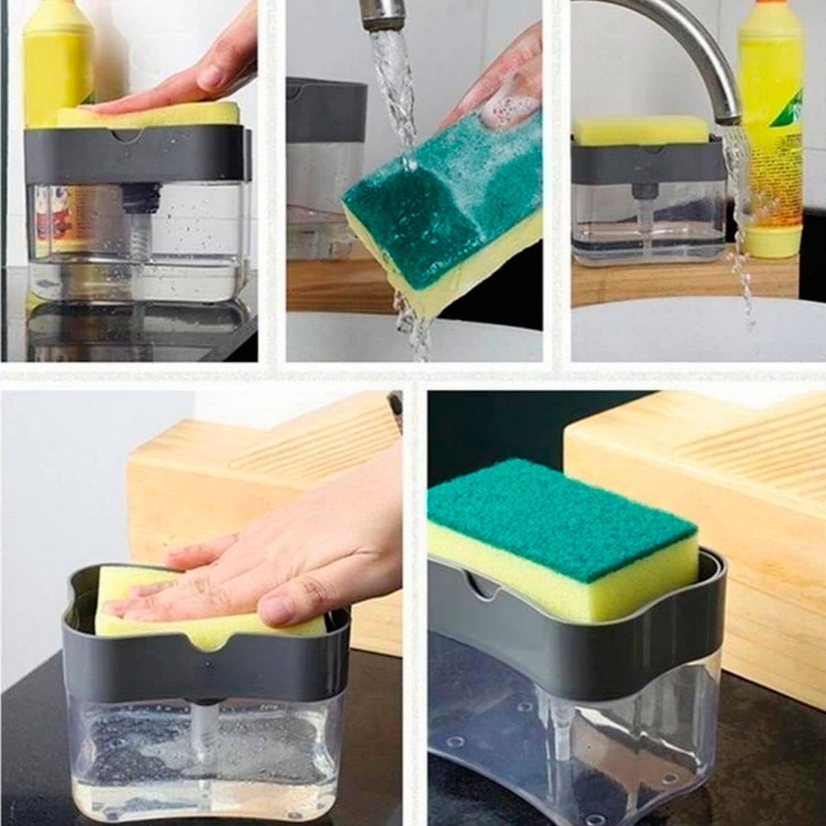 dispenser de detergente para cozinha esponja limpeza louca dosador5