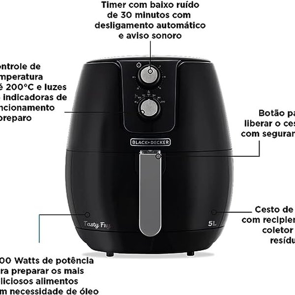 FRITADEIRA SEM ÓLEO DELONGHI: 1400 W, Silver / Preto