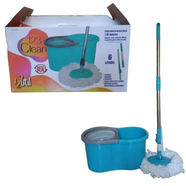 BALDE SPIN MOP 360 COM ESFREGAO 13 LITROS 123CLEAN - 123Útil