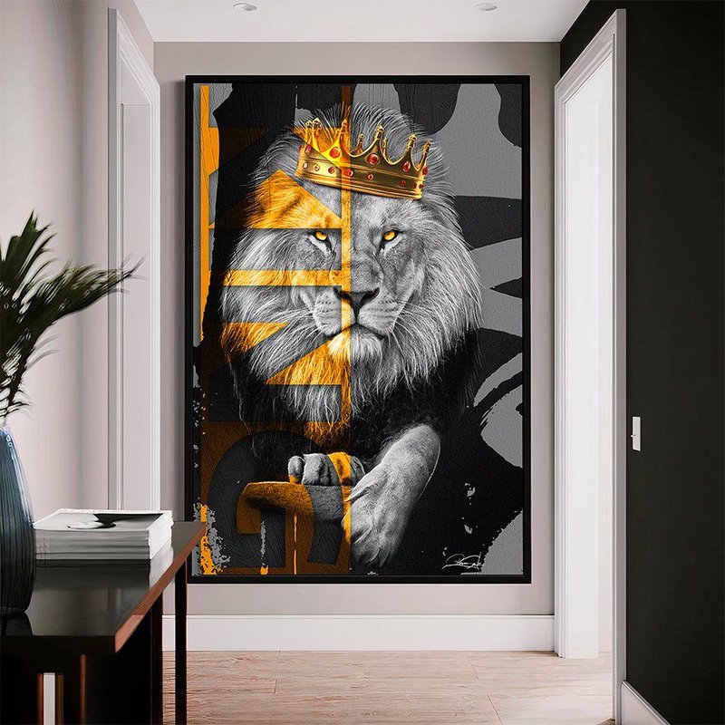 Quadro Decorativo Leão Rei no Trono