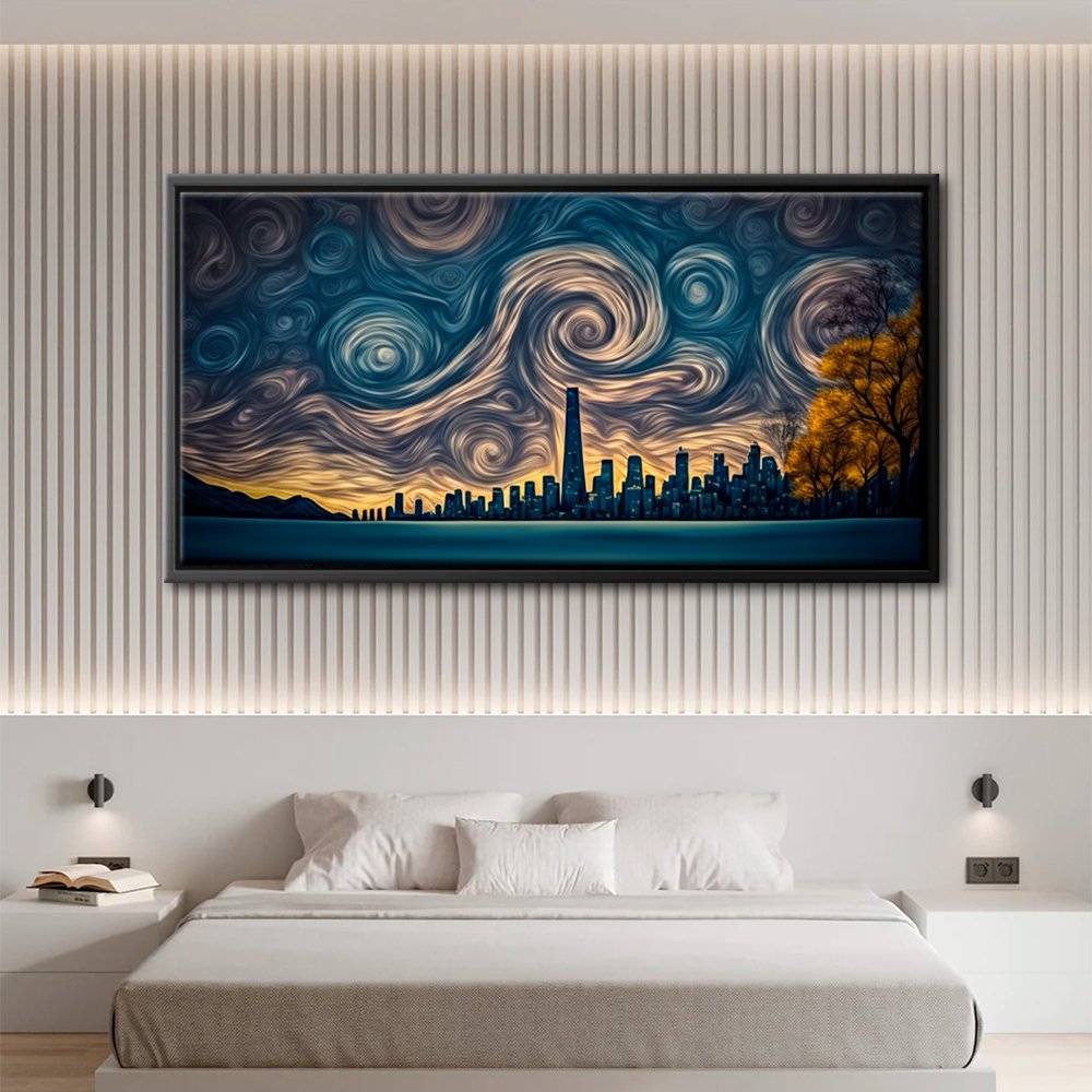 Quadro Decorativo Abstrato Releitura Noite Estrelada