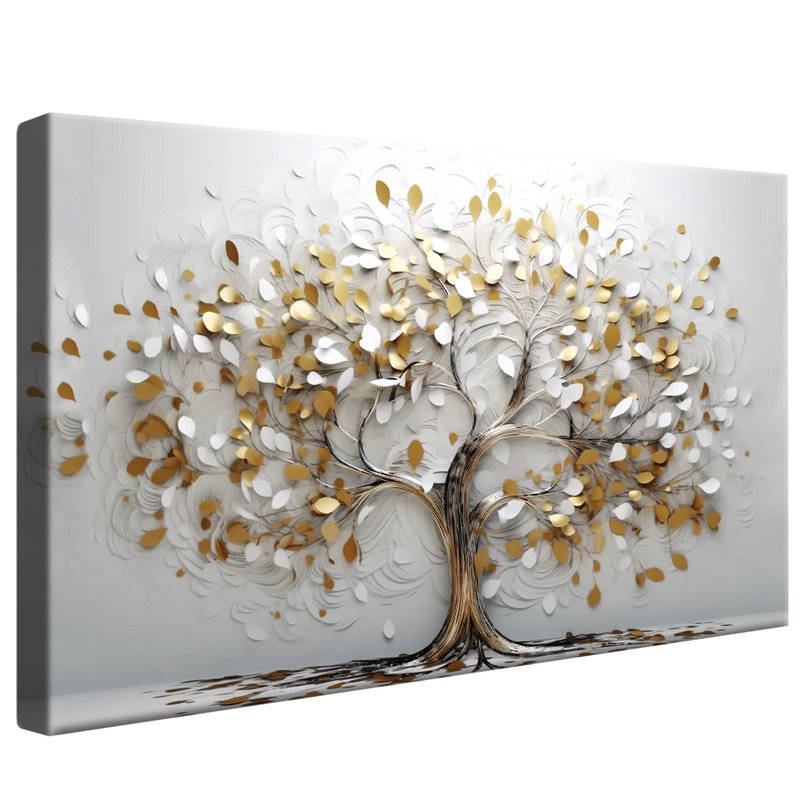 Quadro Decorativo Arvore Branca Gold 3D