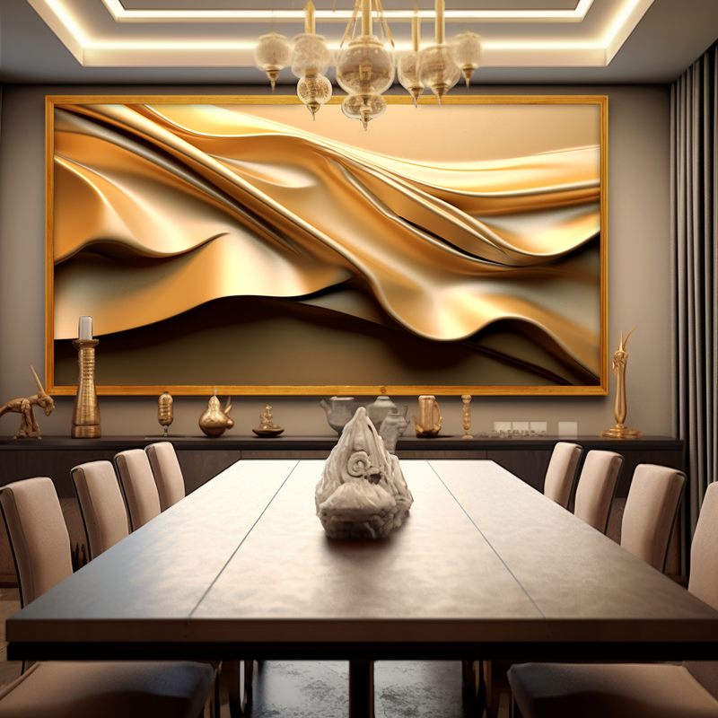 Quadro Decorativo Golden abstrato 3D Luxo Moderno
